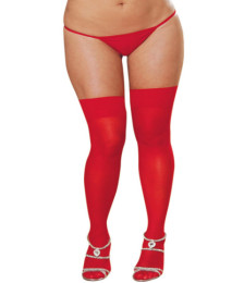 Bas nylon rouges coutures grande taille pour jarretelles 